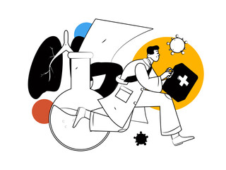 Medical characters fighting the epidemic flat vector concept operation hand drawn illustration
