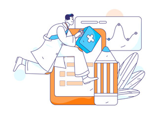 Medical characters fighting the epidemic flat vector concept operation hand drawn illustration
