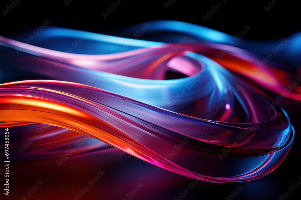 Poster electroluminescent strips tracing the contours of futuristic technology, illustrating the integratio