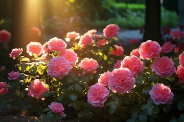 Fototapeta na wymiar Natures Glory Sunlit Pink Rose Buds