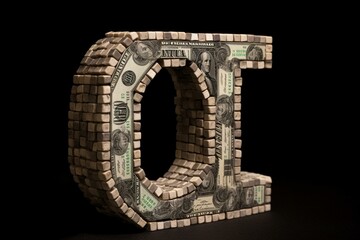 Dollars made of numbers. US currency symbol. Generative AI