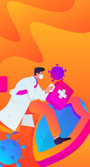 Medical characters fighting the epidemic flat vector concept operation hand drawn illustration
