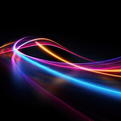 3D neon lights glow in the dark, moving light, created by AI.