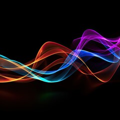 3D neon lights glow in the dark, moving light, created by AI.