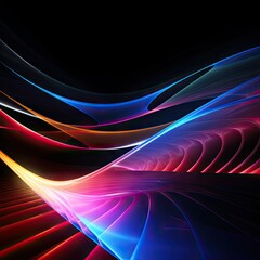 3D neon lights glow in the dark, moving light, created by AI.