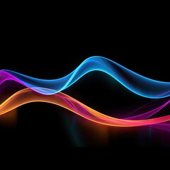 3D neon lights glow in the dark, moving light, created by AI.