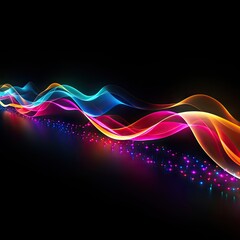 3D neon lights glow in the dark, moving light, created by AI.