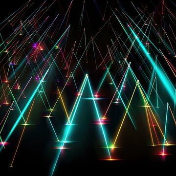 3D neon lights glow in the dark, moving light, created by AI.