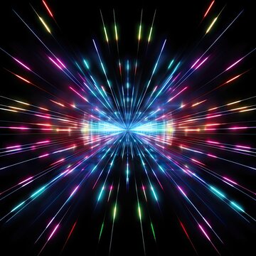3D neon lights glow in the dark, moving light, created by AI.