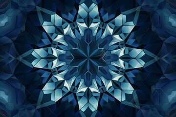 Geometric abstract design with blue navy kaleidoscope pattern. Generative AI