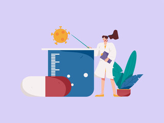 Medical characters fighting the epidemic flat vector concept operation hand drawn illustration
