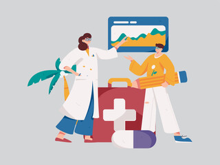 Medical characters fighting the epidemic flat vector concept operation hand drawn illustration
