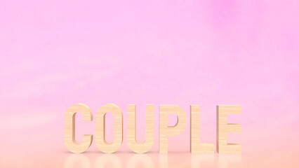 The wood couple on pink background  3d rendering
