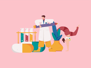 Medical characters fighting the epidemic flat vector concept operation hand drawn illustration
