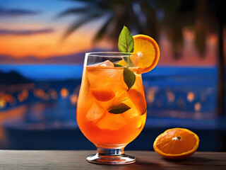 glass of orange juice on the table Ai generative 