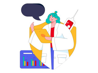 Medical characters fighting the epidemic flat vector concept operation hand drawn illustration
