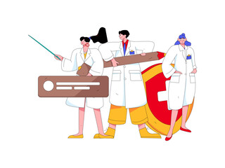 Medical characters fighting the epidemic flat vector concept operation hand drawn illustration
