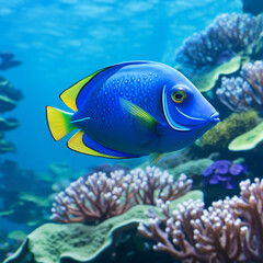 Blue Tang fish swimming in the ocean