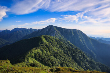北アルプスの常念岳へ続く稜線