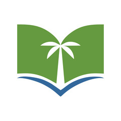 book palm tree logo design