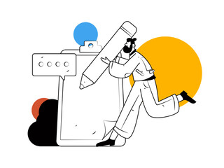 Invite friends to conduct questionnaire flat vector concept operation hand drawn illustration
