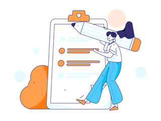 Invite friends to conduct questionnaire flat vector concept operation hand drawn illustration
