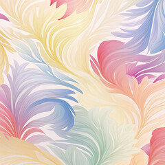 pattern with leaves, feathers