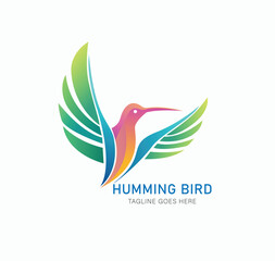 Obraz premium vector abstract humming bird gradient colorful logo design illustration