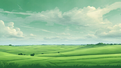 Green field and blue sky with text space concept 