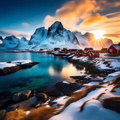 Naklejka premium sunrise over the mountains