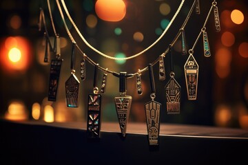 Hieroglyphic Glow: Showcase jewelry.