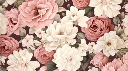 Seamless floral pattern with a touch of vintage charm,
