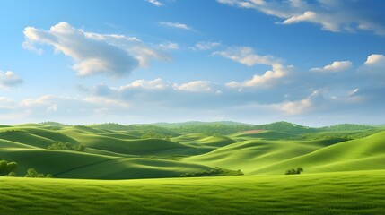 Fototapeta premium Serene green hills under a clear blue sky