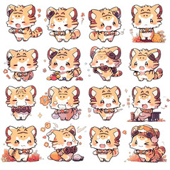 Cute little girl emoticons sticker, Creayed by A.I
