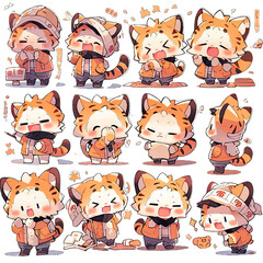 Cute little girl emoticons sticker, Creayed by A.I