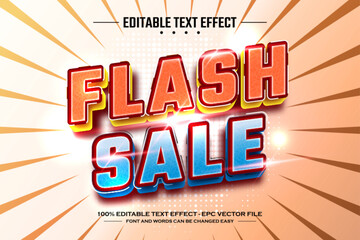 Fototapeta na wymiar Flash sale 3D editable text effect template