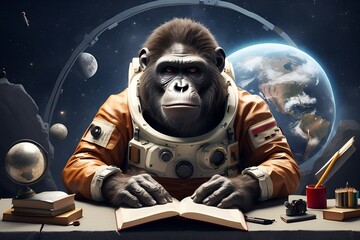 Ape astronaut in space