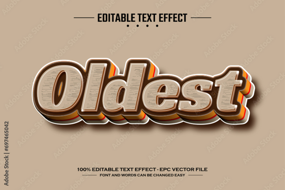 Poster oldest 3d editable text effect template