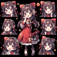 Cute little girl emoticons sticker, Creayed by A.I