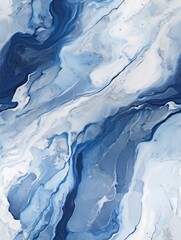Blue and White Marbleized Texture Background Seamless Pattern
