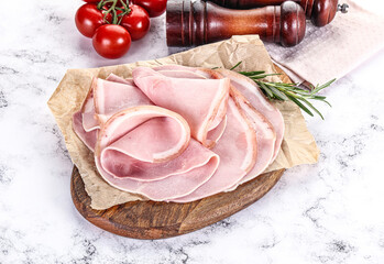 Slices of natural organic ham