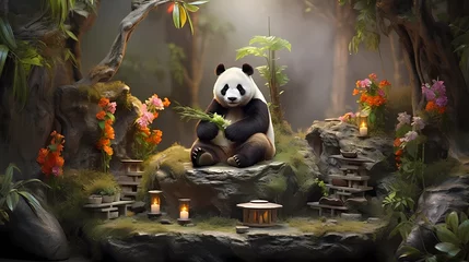 Foto op Plexiglas meditating panda © ginstudio