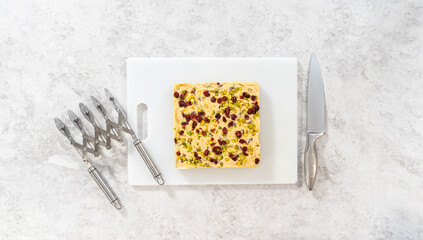 Cranberry pistachio fudge