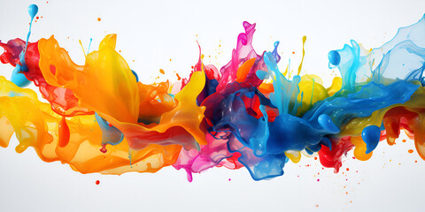 Balanced color combinations in paint splashes on a light background,Colorful Palette Harmony in Abstract Paint Splatters