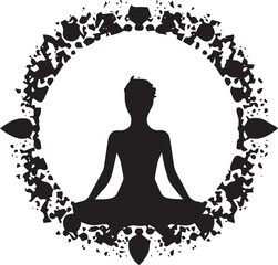 Fototapeta na wymiar Silhouette Girl Sitting Yoga Position vector illustration
