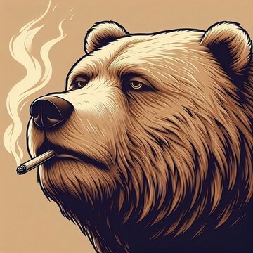 Un oso fumando un cigarrillo