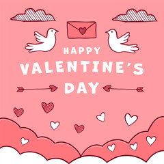 hand drawn vector design happy valentine's day illustration