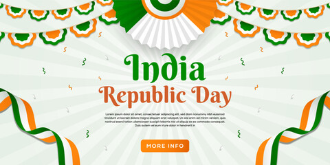 gradient India republic day horizontal banner illustration - obrazy, fototapety, plakaty