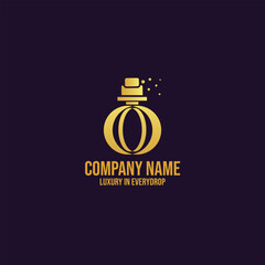 perfume logo. vector illustration symbol design. luxury perfume bottle logo design with flower combine.