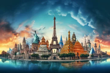 Deurstickers Explore global destinations and iconic attractions. Generative AI © Fallon